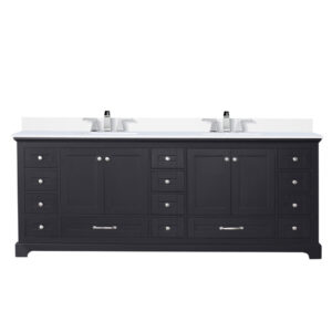 Dukes 84 in. W x 22 in. D Espresso Double Bath Vanity, Cultured Marble Top, and Faucet Set