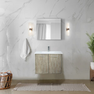 Fairbanks 30W x 20D Rustic Acacia Bath Vanity, Cultured Marble Top and Chrome Faucet Set