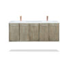 Fairbanks 60W x 20D Rustic Acacia Double Bath Vanity, Cultured Marble Top and Rose Gold Faucet Set
