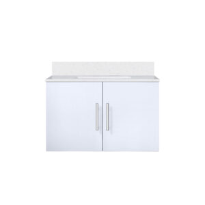 Geneva 30 in. W x 22 in. D Glossy White Bath Vanity and White Quartz Top