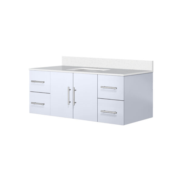 Geneva 48 in. W x 22 in. D Glossy White Bath Vanity and White Quartz Top