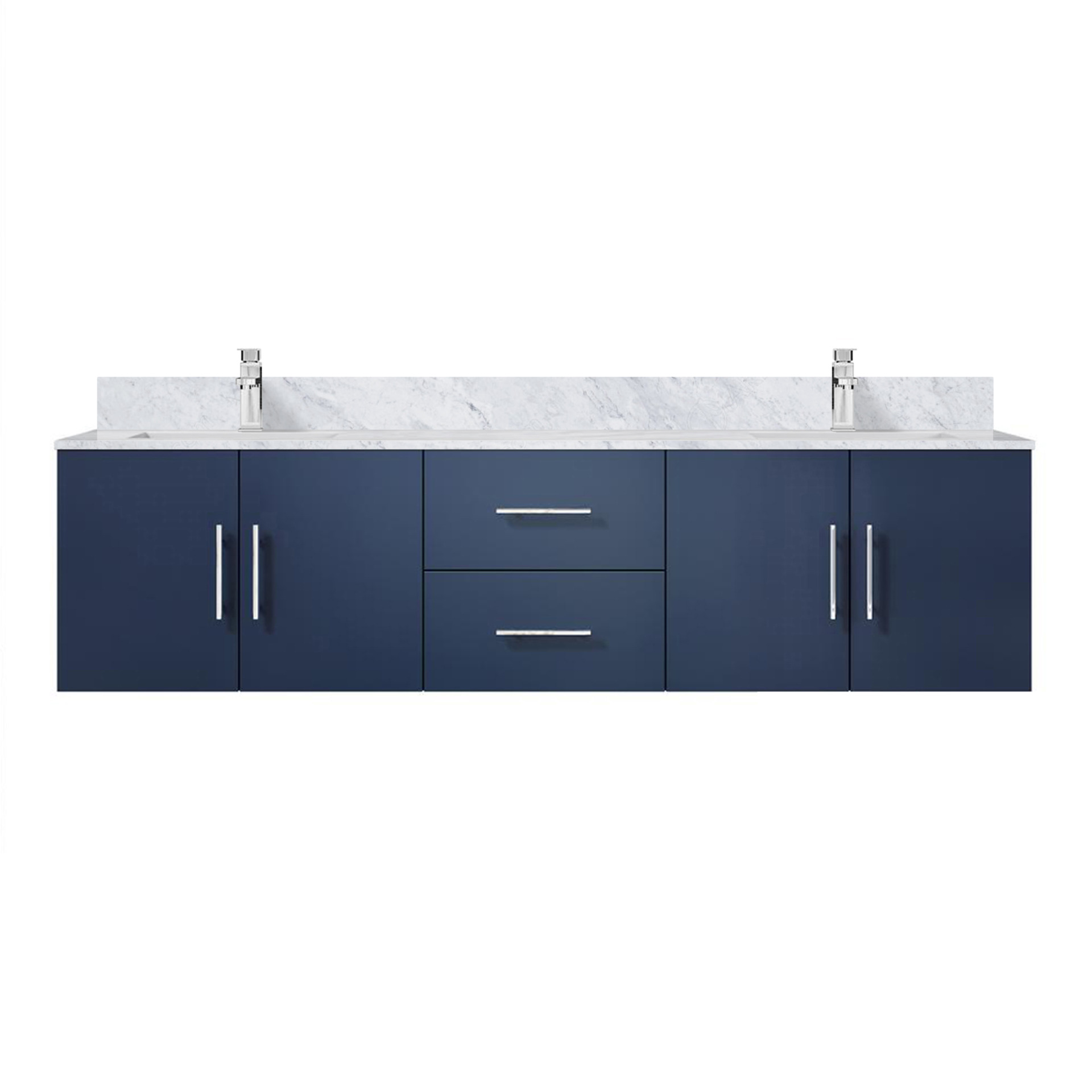 lvg72de101-1.jpg Geneva 72 in. W x 22 in. D Navy Blue Double Bath Vanity, Carrara Marble Top, and Faucet Set