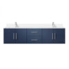 Geneva 72 in. W x 22 in. D Navy Blue Double Bath Vanity, Cultured Marble Top, and Faucet Set