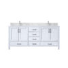 Jacques 72 in. W x 22 in. D White Double Bath Vanity, Carrara Marble Top, and Faucet Set