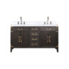 Laurel 60W x 22D Brown Oak Double Bath Vanity, Carrara Marble Top, and Faucet Set