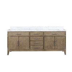 Laurel 80W x 22D Grey Oak Double Bath Vanity and Carrara Marble Top