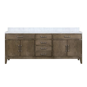 Laurel 84W x 22D Grey Oak Double Bath Vanity and Carrara Marble Top