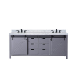 Marsyas 80W x 22D Dark Grey Double Bath Vanity, Carrara Marble Countertop and Faucet Set