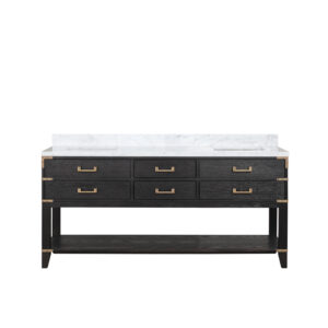 Norwalk 72W x 22D Black Oak Double Bath Vanity and Carrara Marble Top