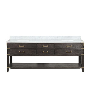 Norwalk 84W x 22D Brown Oak Double Bath Vanity and Carrara Marble Top