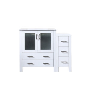 Volez 42W x 18.25D White Single Bath Vanity with Side Cabinet, and White Ceramic Top