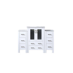 Volez 48W x 18.25D White Single Bath Vanity with Side Cabinets, and White Ceramic Top