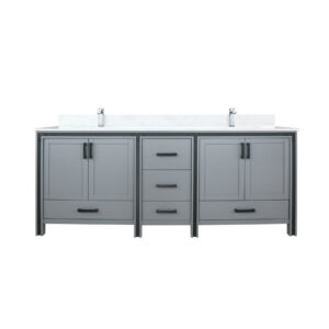 Ziva 84W x 22D Dark Grey Double Bath Vanity, Cultured Marble Top and Faucet Set