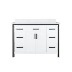 Ziva 48W x 22D White Bath Vanity and Cultured Marble Top