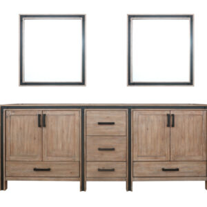 Ziva 84W x 22D Rustic Barnwood Double Bath Vanity and 34Mirrors