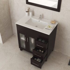 Laviva Nova 32" Brown Bathroom Vanity with White Ceramic Basin Countertop