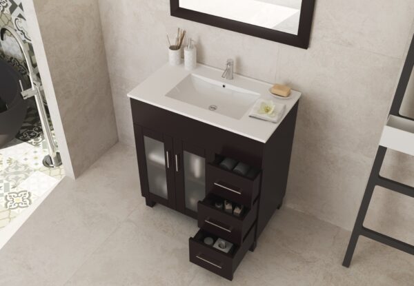 Laviva Nova 32" Brown Bathroom Vanity with White Ceramic Basin Countertop