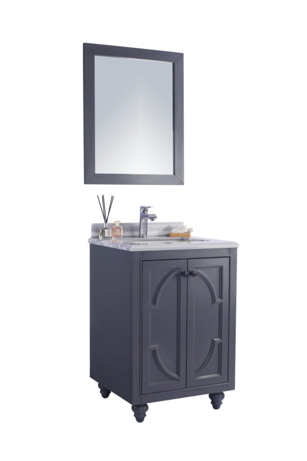 Laviva Odyssey 24" Maple Grey Bathroom Vanity with White Stripes Marble Countertop