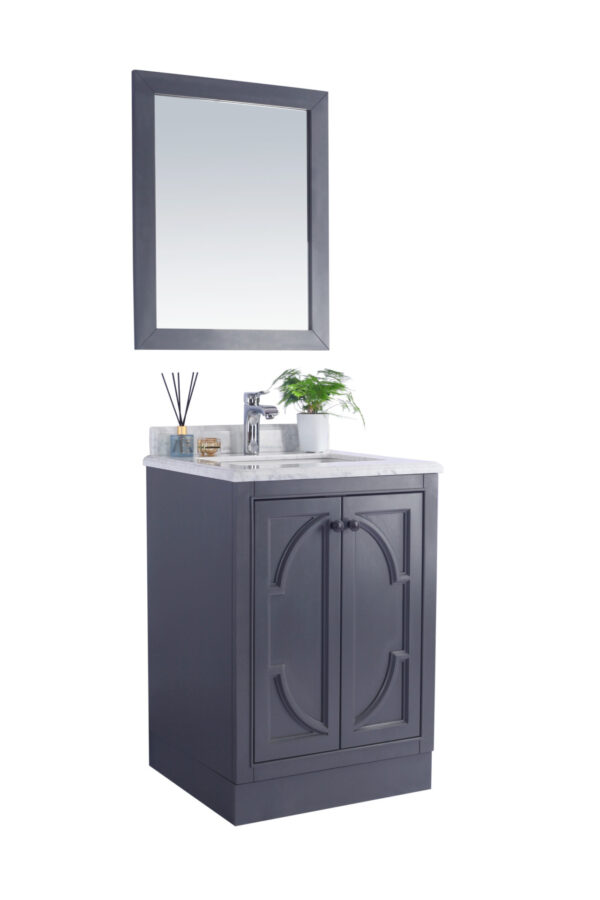 Laviva Odyssey 24" Maple Grey Bathroom Vanity with White Stripes Marble Countertop