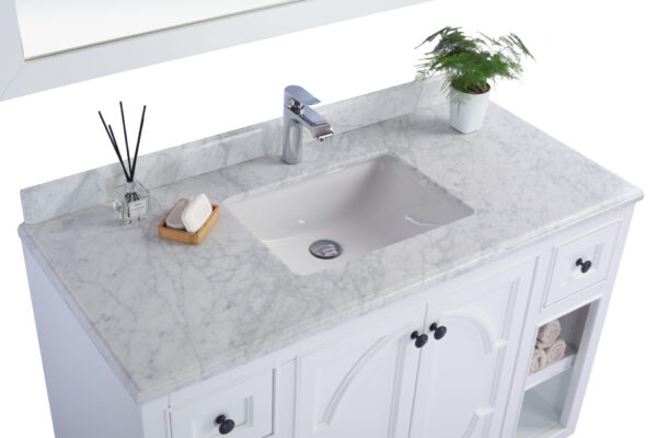 Laviva Odyssey 48" White Bathroom Vanity with White Carrara Marble Countertop