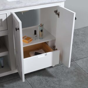 Laviva Odyssey 60" White Double Sink Bathroom Vanity with Black Wood Marble Countertop