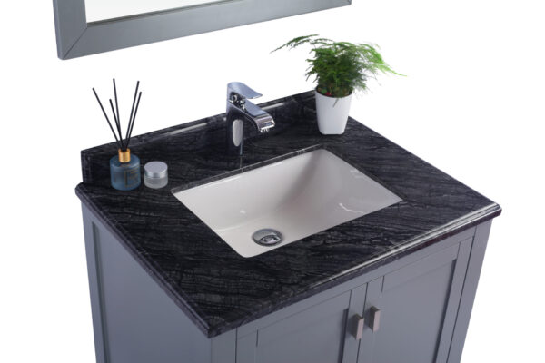 Laviva Wilson 30" Grey Bathroom Vanity with Black Wood Marble Countertop