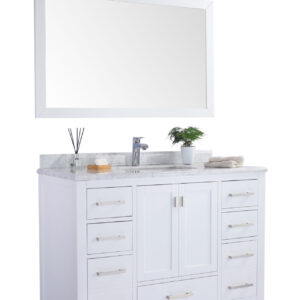 Laviva Wilson 48" White Bathroom Vanity with White Carrara Marble Countertop