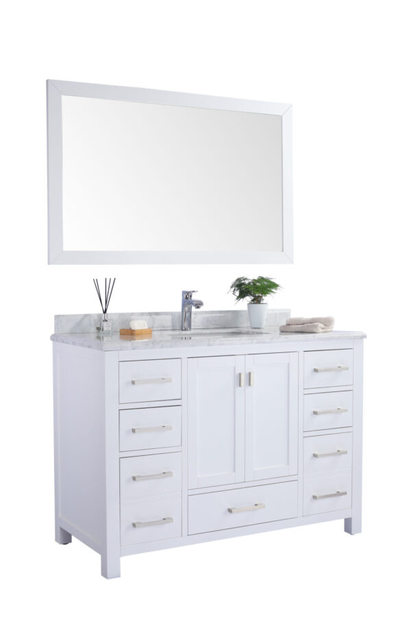 Laviva Wilson 48" White Bathroom Vanity with White Carrara Marble Countertop