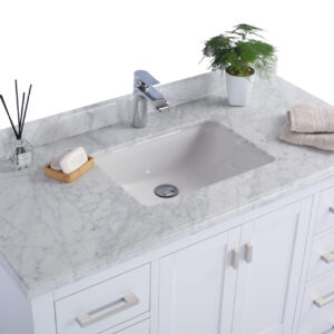 Laviva Wilson 48" White Bathroom Vanity with White Carrara Marble Countertop