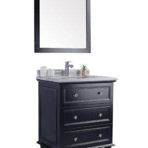 Laviva Luna 30" Espresso Bathroom Vanity with White Stripes Marble Countertop