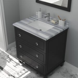 Laviva Luna 30" Espresso Bathroom Vanity with White Stripes Marble Countertop