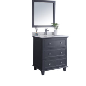 Laviva Luna 30" Maple Grey Bathroom Vanity with White Quartz Countertop