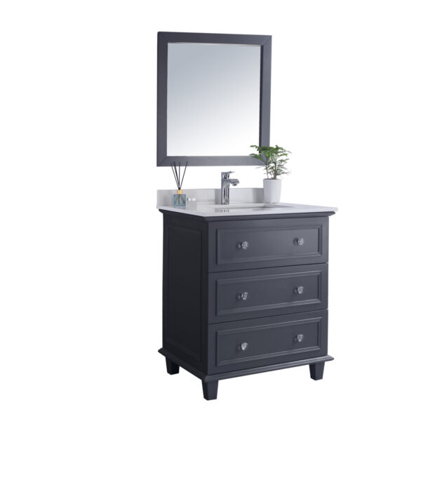 Laviva Luna 30" Maple Grey Bathroom Vanity with White Quartz Countertop