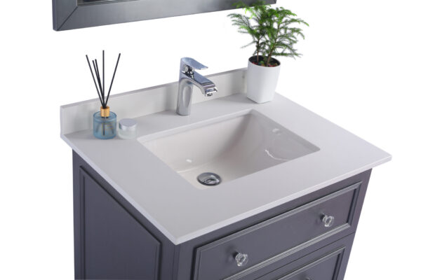 Laviva Luna 30" Maple Grey Bathroom Vanity with White Quartz Countertop