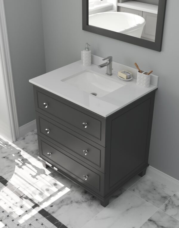 Laviva Luna 30" Maple Grey Bathroom Vanity with White Quartz Countertop