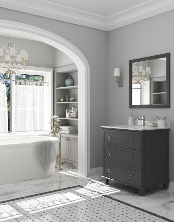 Laviva Luna 30" Maple Grey Bathroom Vanity with White Quartz Countertop