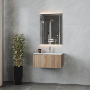 Laviva Legno 30" Weathered Grey Bathroom Vanity with Matte White VIVA Stone Solid Surface Countertop