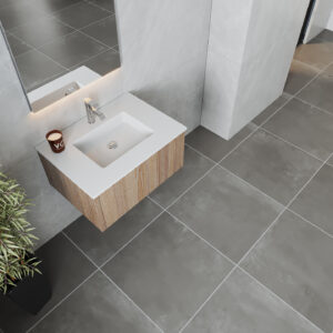 Laviva Legno 30" Weathered Grey Bathroom Vanity with Matte White VIVA Stone Solid Surface Countertop