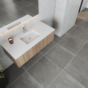 Laviva Legno 48" Weathered Grey Bathroom Vanity with Matte White VIVA Stone Solid Surface Countertop