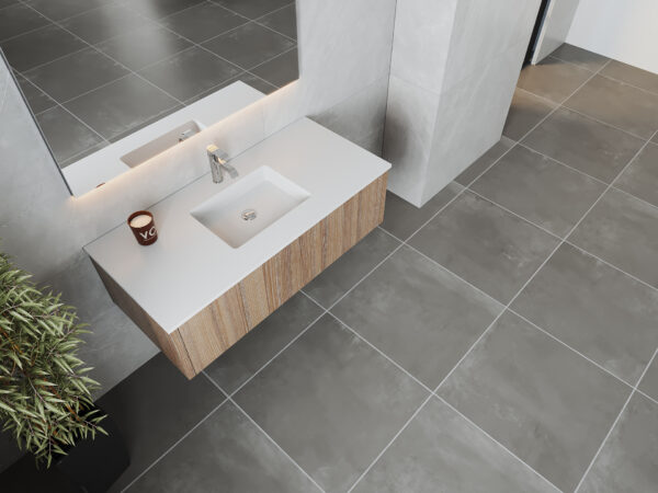 Laviva Legno 48" Weathered Grey Bathroom Vanity with Matte White VIVA Stone Solid Surface Countertop