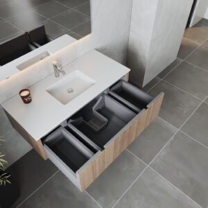 Laviva Legno 48" Weathered Grey Bathroom Vanity with Matte White VIVA Stone Solid Surface Countertop