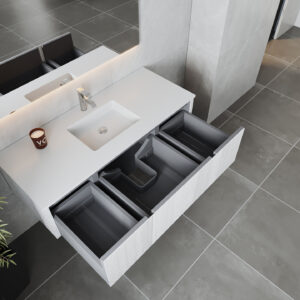 Laviva Legno 54" Alabaster White Bathroom Vanity with Matte White VIVA Stone Solid Surface Countertop