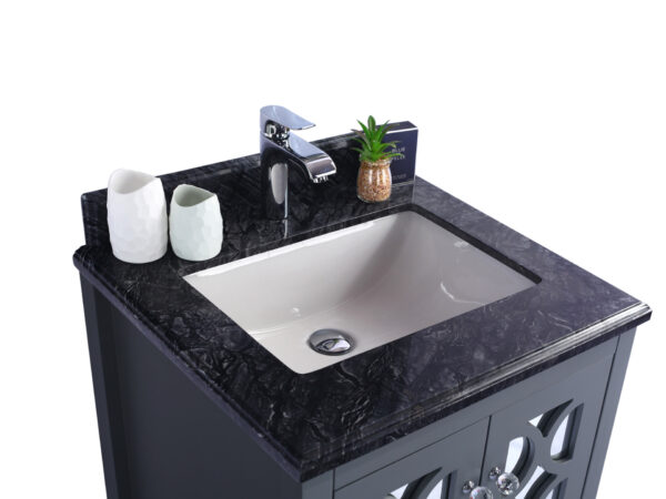 Laviva Mediterraneo 24" Grey Bathroom Vanity with Black Wood Marble Countertop