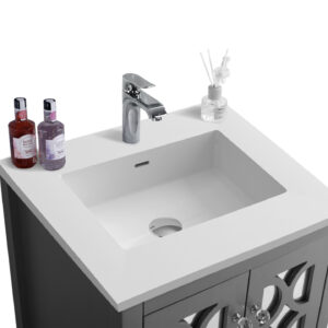 Laviva Mediterraneo 24" Grey Bathroom Vanity with Matte White VIVA Stone Solid Surface Countertop