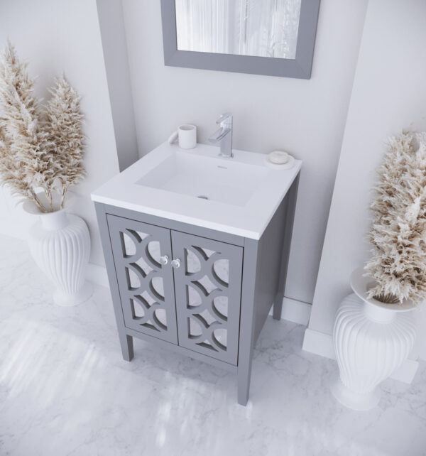 Laviva Mediterraneo 24" Grey Bathroom Vanity with Matte White VIVA Stone Solid Surface Countertop