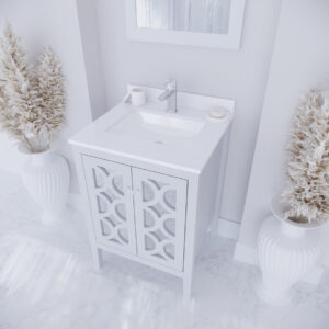 Laviva Mediterraneo 24" White Bathroom Vanity with White Quartz Countertop