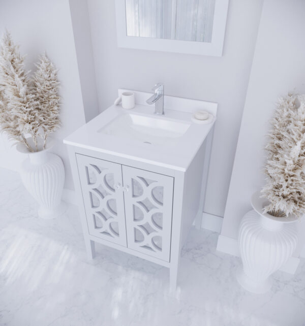 Laviva Mediterraneo 24" White Bathroom Vanity with White Quartz Countertop