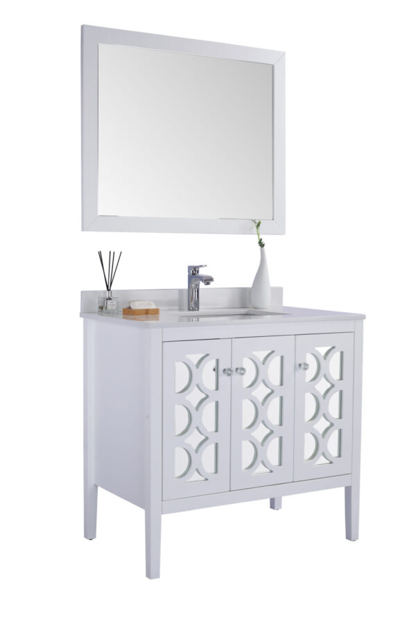 Laviva Mediterraneo 36" White Bathroom Vanity with White Quartz Countertop