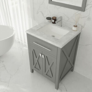 Laviva Wimbledon 24" Grey Bathroom Vanity with White Carrara Marble Countertop