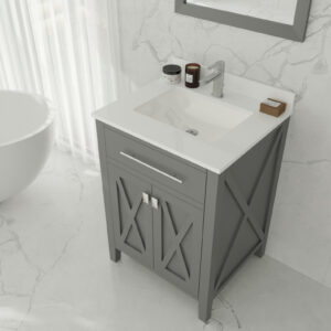 Laviva Wimbledon 24" Grey Bathroom Vanity with White Quartz Countertop